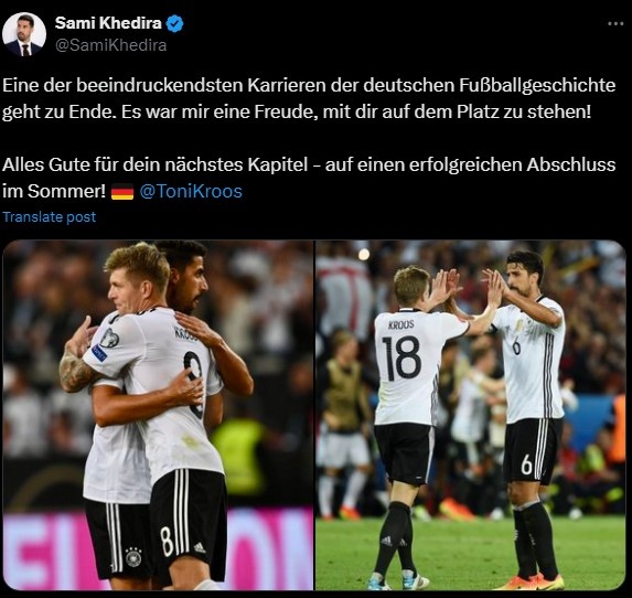 赫迪拉祝福克罗斯：德国最辉煌的足球生涯之一，祝你一切顺利