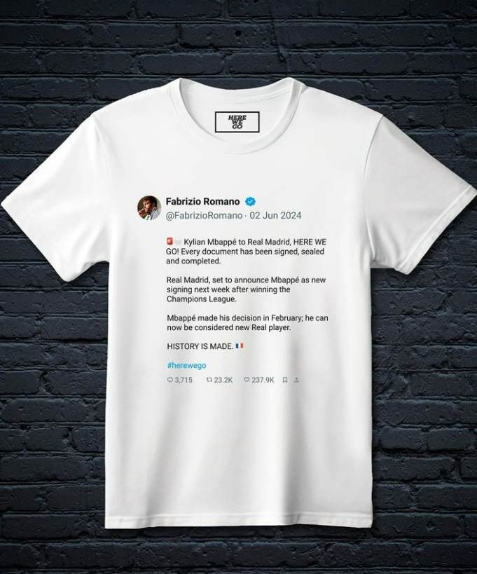 你小子疯狂蹭啊罗马诺发布姆巴佩HWG专属T恤