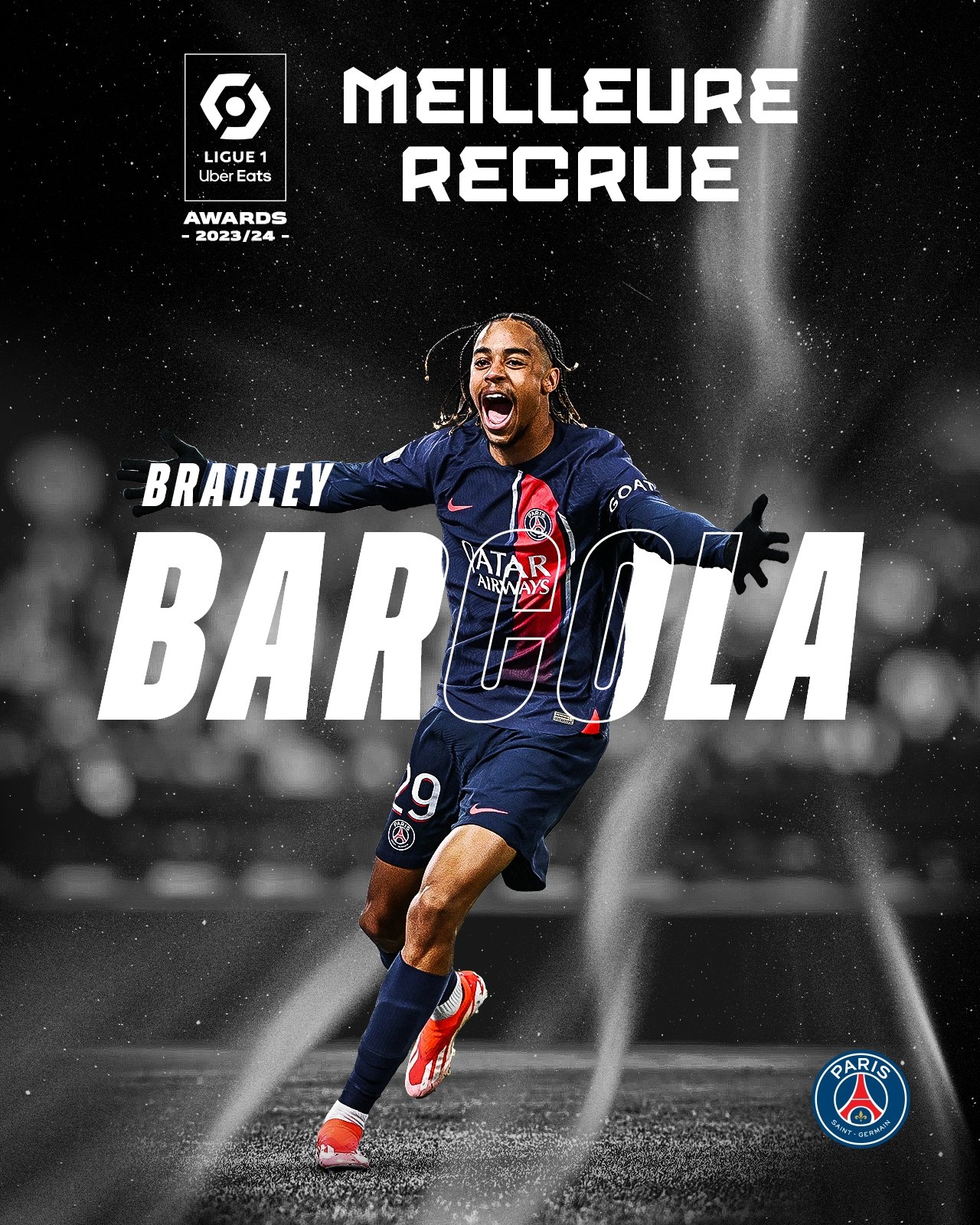 官方：巴黎从里昂签下巴尔科拉被评为法甲本赛季最佳引援