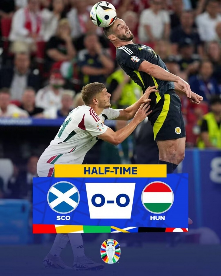 半场-苏格兰暂0-0匈牙利 苏格兰半场0射门实时积分列小组第三