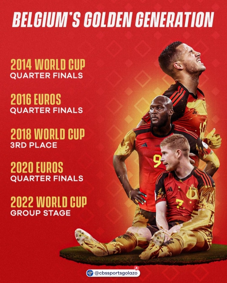 黄金一代谢幕？比利时大赛从未进决赛，最好成绩是2018世界杯季军