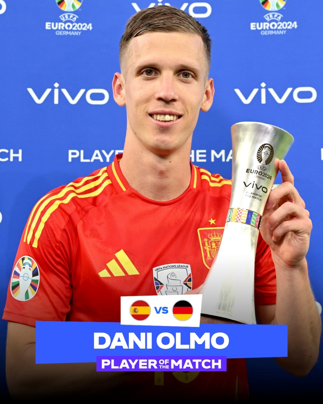替补传射！官方：奥尔莫当选西班牙2-1德国全场最佳球员