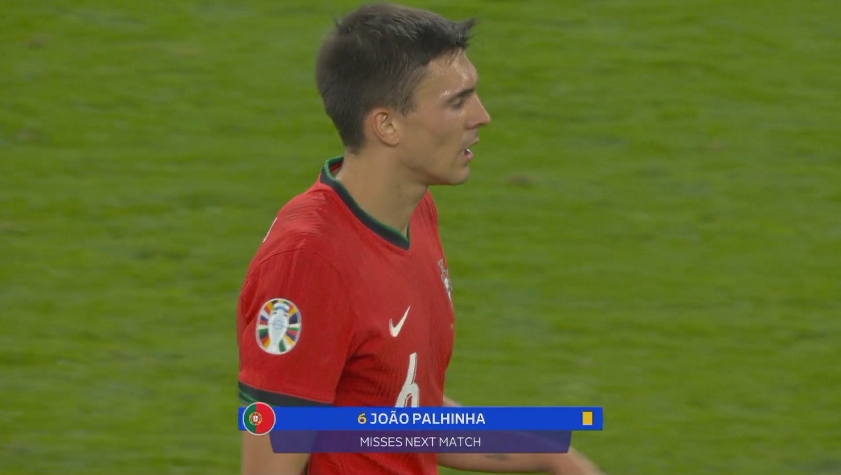 帕利尼亚铲倒姆巴佩染黄，若葡萄牙晋级他将缺战半决赛